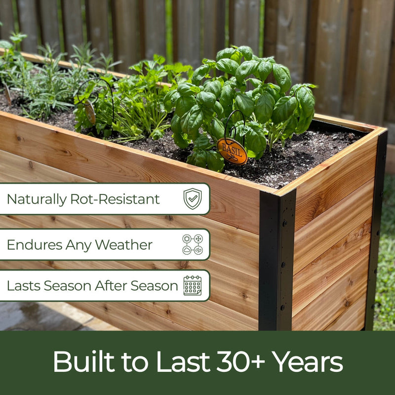 Cedar Planter - 18" x 60" Raised Garden Bed - 30" TALL / Select Grade