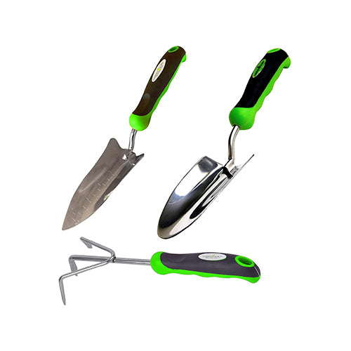 3pc Gardening Tool Set - Stainless Steel (Includes Trowel/Transplanter/Cultivator)