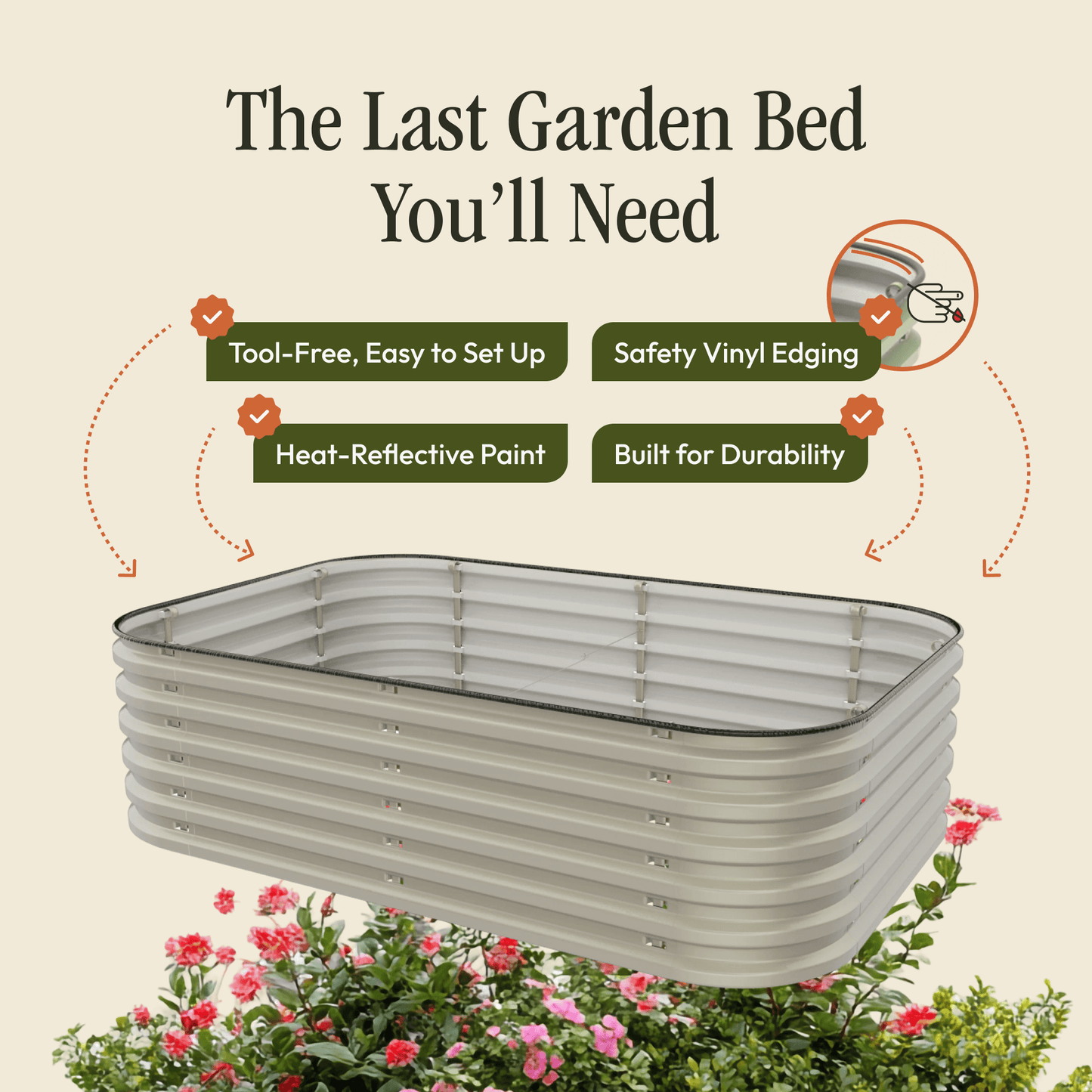 17" Tall 6 In 1 "No Tools Needed" Metal Raised Garden Bed Kit