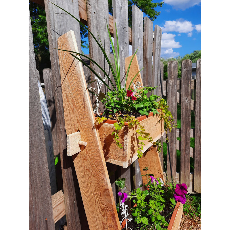3-Tier Vertical Cedar Standing Planter Box