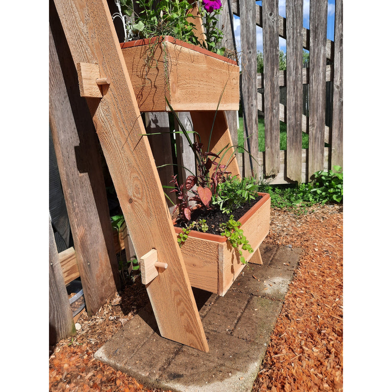3-Tier Vertical Cedar Standing Planter Box