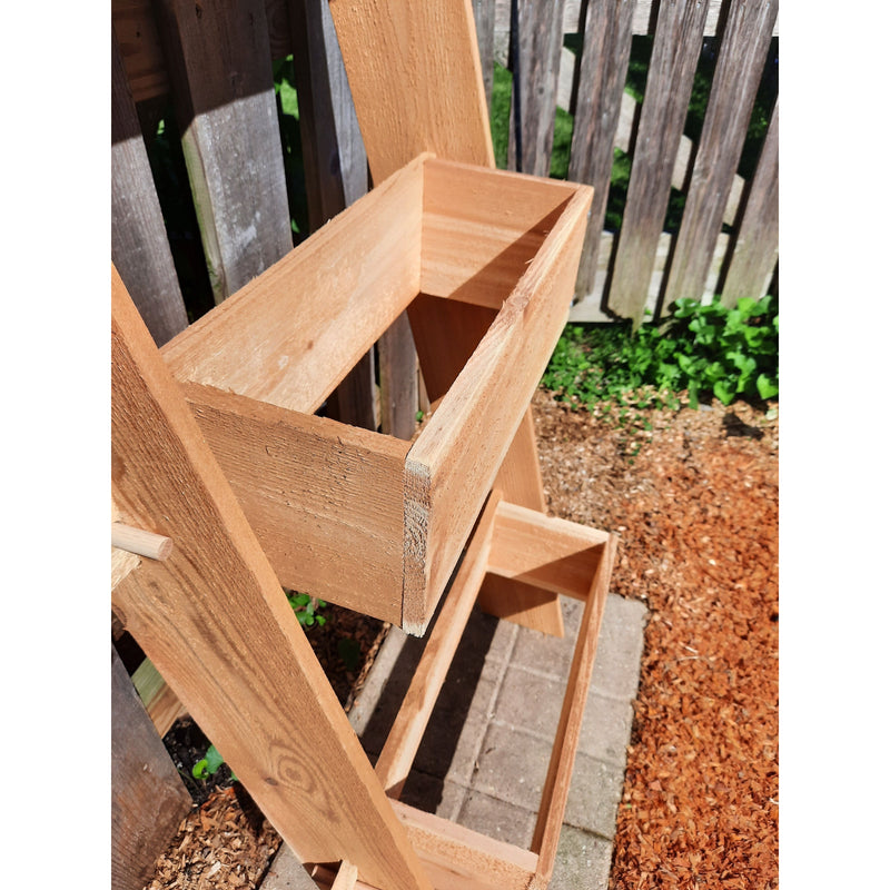 2-Tier Vertical Cedar Ladder Planter Box for Small Spaces