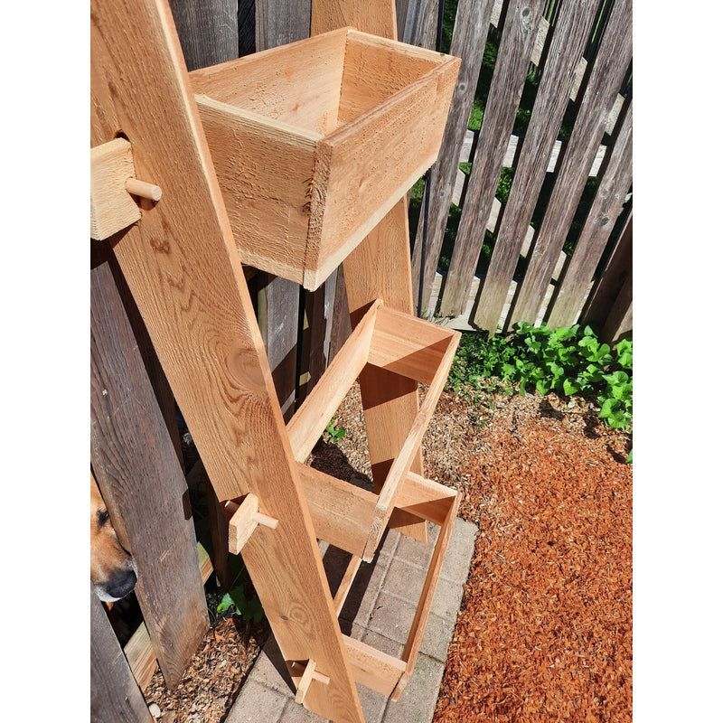 3-Tier Vertical Cedar Standing Planter Box