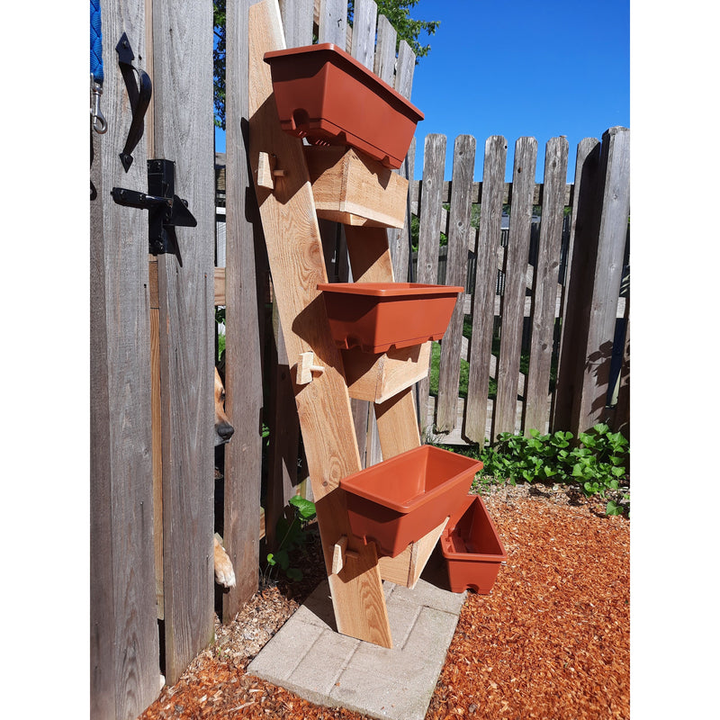 3-Tier Vertical Cedar Standing Planter Box