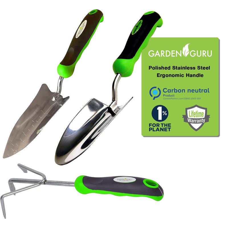 3pc Gardening Tool Set - Stainless Steel (Includes Trowel/Transplanter/Cultivator)