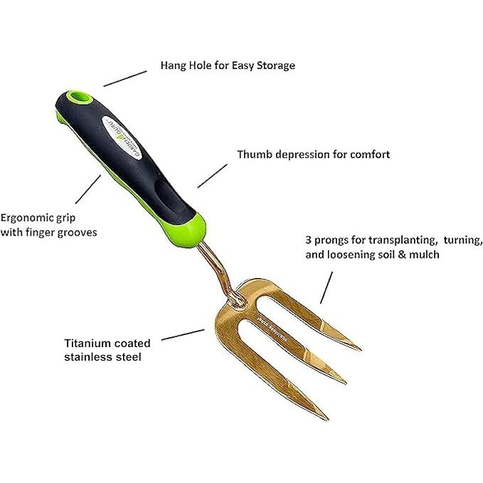 Garden Tool Set  Titanium - 3 PC  Hand Trowel Transplanter Cultivator