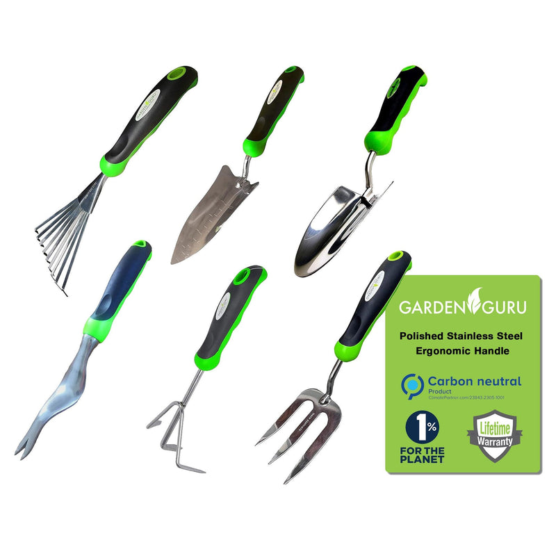 Gardening Tool 6 PC Set (Includes Trowel/Transplanter/Rake/Weeder/Cultivator/Fork)