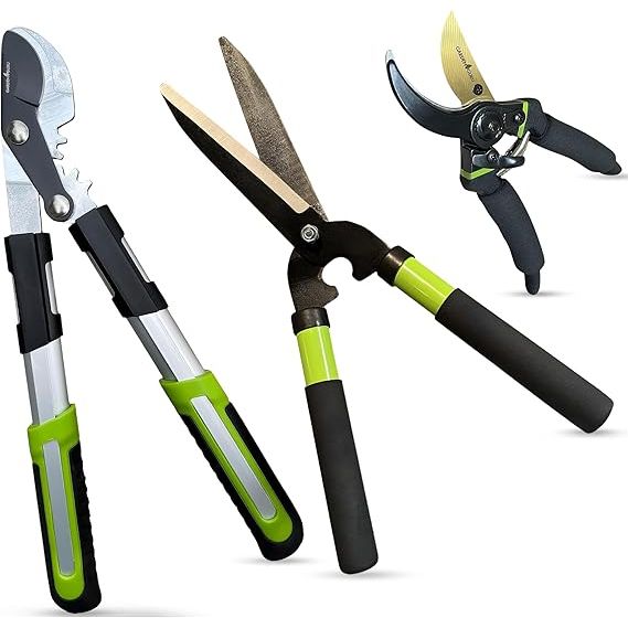Yard Pruning & Trimming Set 3 PC - Includes Hedge Shears, Garden Loppers, Pruners