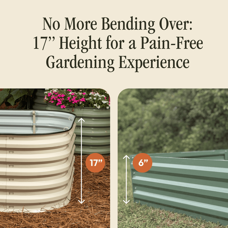 17" Tall 6 In 1 "No Tools Needed" Metal Raised Garden Bed Kit