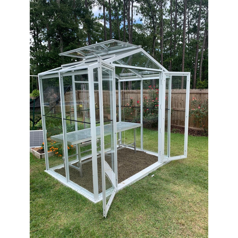 Janco  Sago 5' x 8' Aluminum Tempered Glass Greenhouse Kit