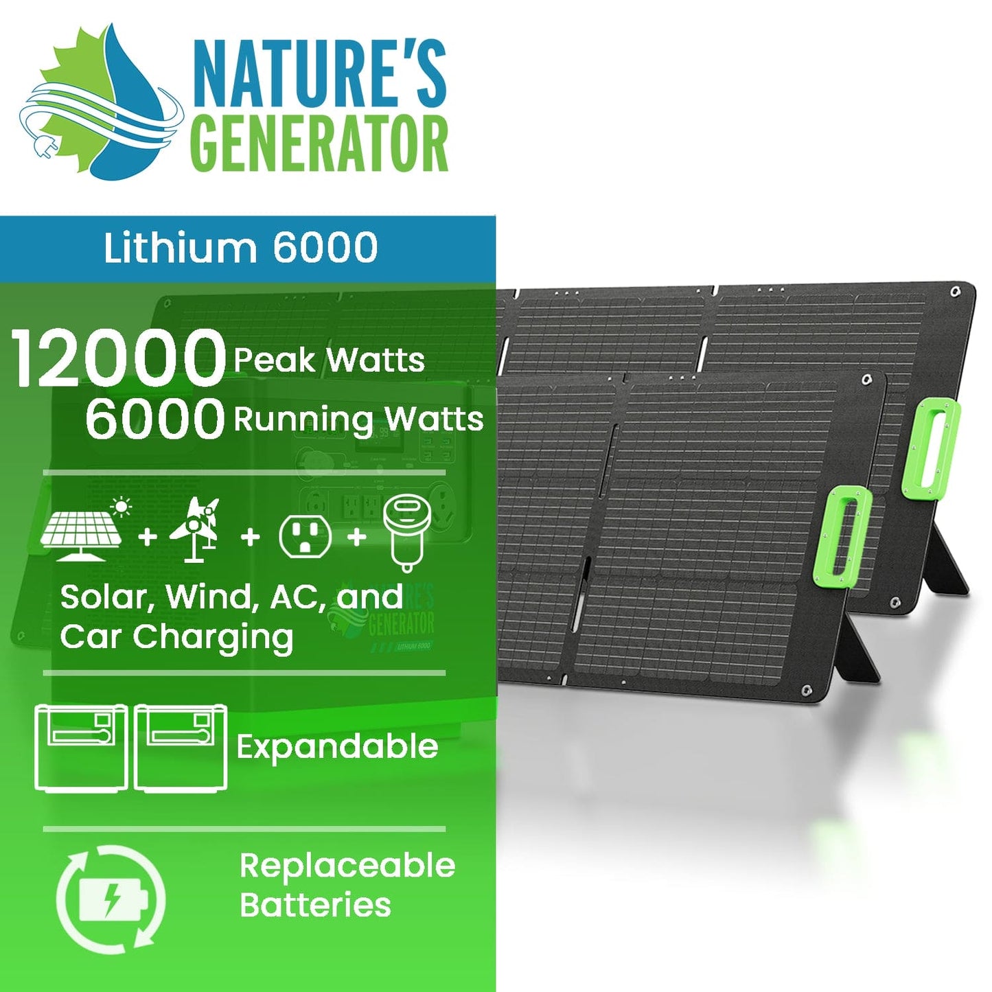 Lithium 6000 with Solar Panel - Nature's Generator